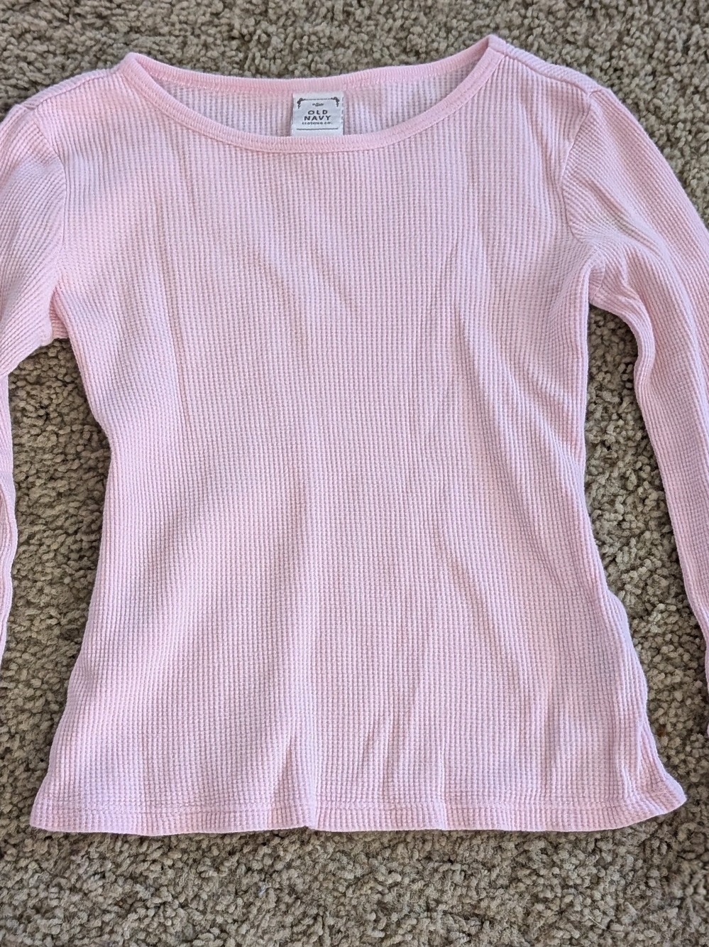 Old Navy Girls Pink Waffle-Knit Long Sleeve Top